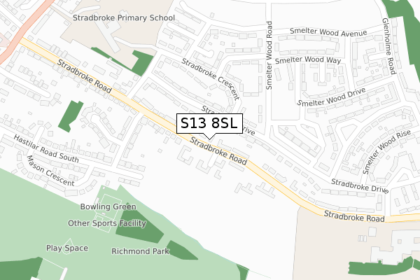 S13 8SL map - large scale - OS Open Zoomstack (Ordnance Survey)