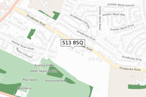 S13 8SQ map - large scale - OS Open Zoomstack (Ordnance Survey)