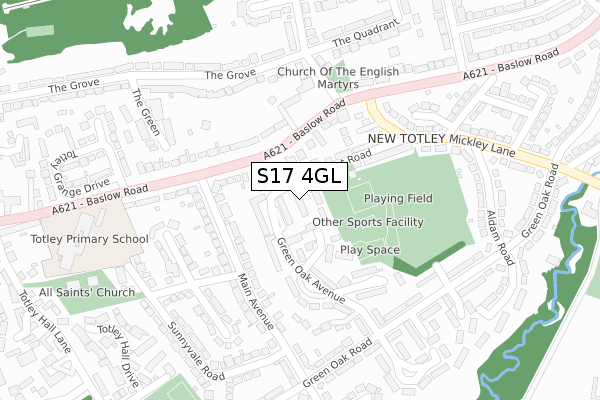 S17 4GL map - large scale - OS Open Zoomstack (Ordnance Survey)