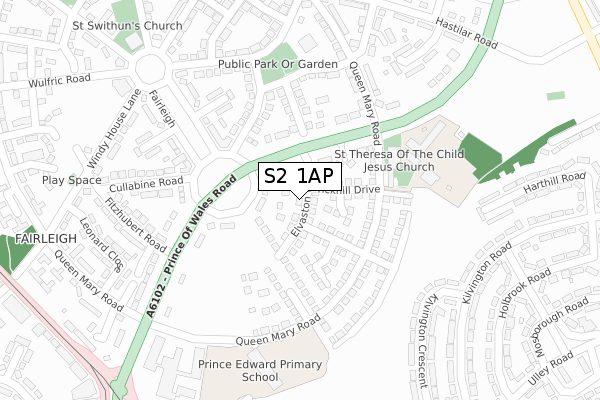 S2 1AP map - large scale - OS Open Zoomstack (Ordnance Survey)