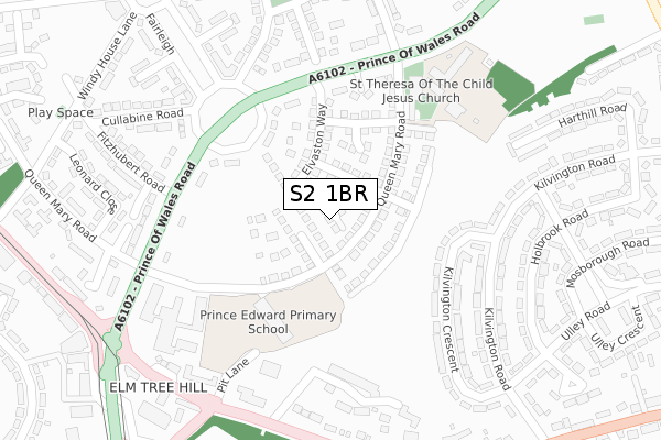 S2 1BR map - large scale - OS Open Zoomstack (Ordnance Survey)