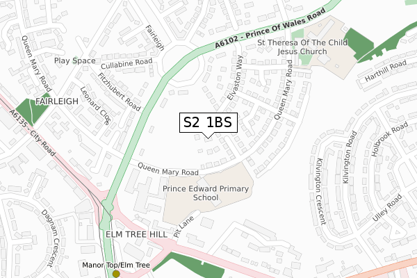 S2 1BS map - large scale - OS Open Zoomstack (Ordnance Survey)