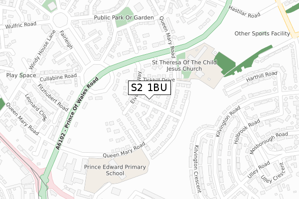 S2 1BU map - large scale - OS Open Zoomstack (Ordnance Survey)