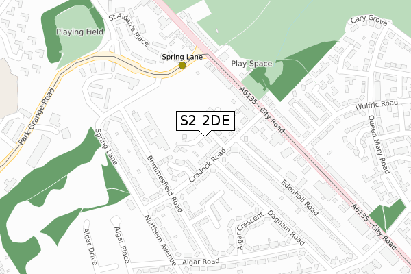 S2 2DE map - large scale - OS Open Zoomstack (Ordnance Survey)