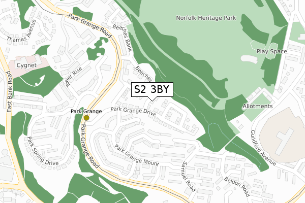 S2 3BY map - large scale - OS Open Zoomstack (Ordnance Survey)