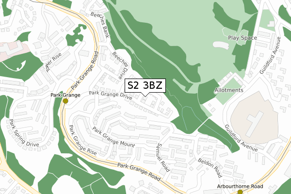 S2 3BZ map - large scale - OS Open Zoomstack (Ordnance Survey) S2 3BZ map - large scale - OS Open Zoomstack (Ordnance Survey)