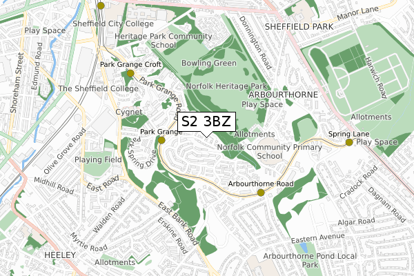 S2 3BZ map - small scale - OS Open Zoomstack (Ordnance Survey) S2 3BZ map - small scale - OS Open Zoomstack (Ordnance Survey)