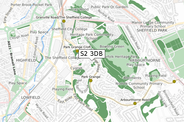 S2 3DB map - small scale - OS Open Zoomstack (Ordnance Survey)