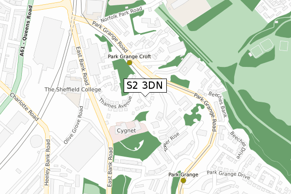 S2 3DN map - large scale - OS Open Zoomstack (Ordnance Survey)