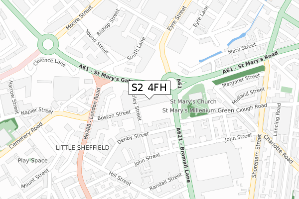 S2 4FH map - large scale - OS Open Zoomstack (Ordnance Survey)