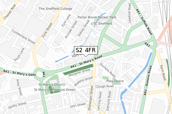 S2 4FR map - large scale - OS Open Zoomstack (Ordnance Survey)