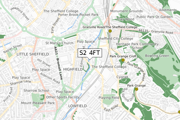 S2 4FT map - small scale - OS Open Zoomstack (Ordnance Survey)