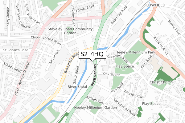 S2 4HQ map - large scale - OS Open Zoomstack (Ordnance Survey)