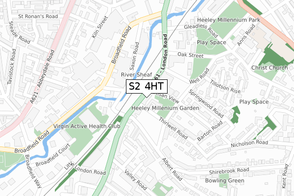 S2 4HT map - large scale - OS Open Zoomstack (Ordnance Survey)