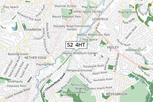 S2 4HT map - small scale - OS Open Zoomstack (Ordnance Survey)