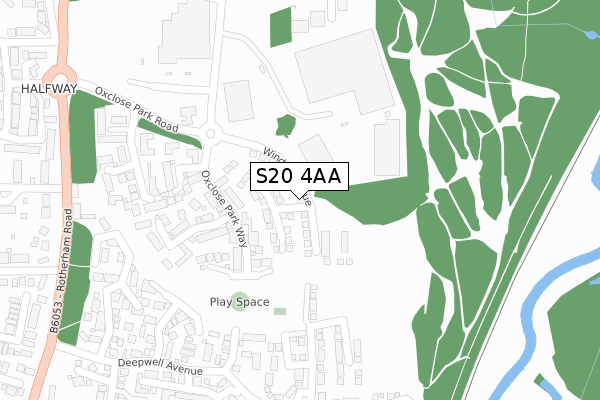 S20 4AA map - large scale - OS Open Zoomstack (Ordnance Survey)