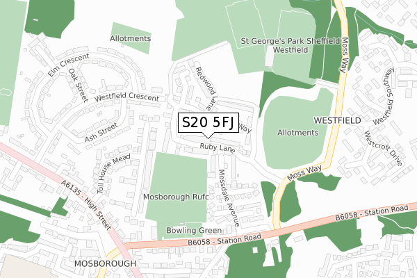 S20 5FJ map - large scale - OS Open Zoomstack (Ordnance Survey) S20 5FJ map - large scale - OS Open Zoomstack (Ordnance Survey)