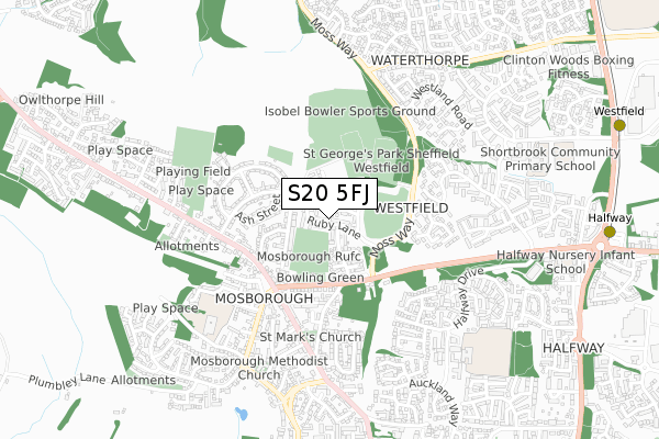 S20 5FJ map - small scale - OS Open Zoomstack (Ordnance Survey) S20 5FJ map - small scale - OS Open Zoomstack (Ordnance Survey)
