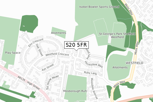 S20 5FR map - large scale - OS Open Zoomstack (Ordnance Survey)