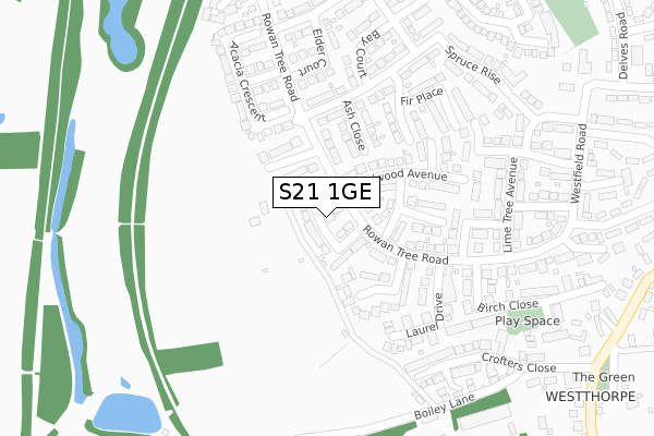 S21 1GE map - large scale - OS Open Zoomstack (Ordnance Survey)