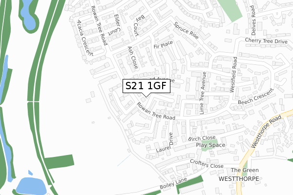 S21 1GF map - large scale - OS Open Zoomstack (Ordnance Survey)