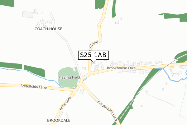 S25 1AB map - large scale - OS Open Zoomstack (Ordnance Survey)