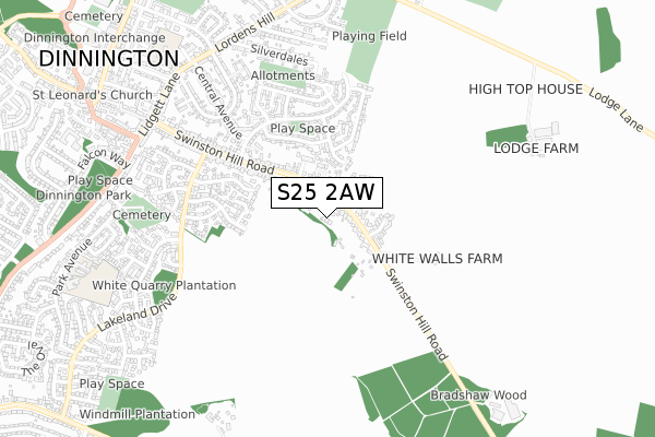 S25 2AW map - small scale - OS Open Zoomstack (Ordnance Survey) S25 2AW map - small scale - OS Open Zoomstack (Ordnance Survey)