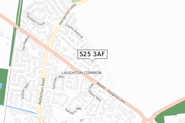 S25 3AF map - large scale - OS Open Zoomstack (Ordnance Survey)