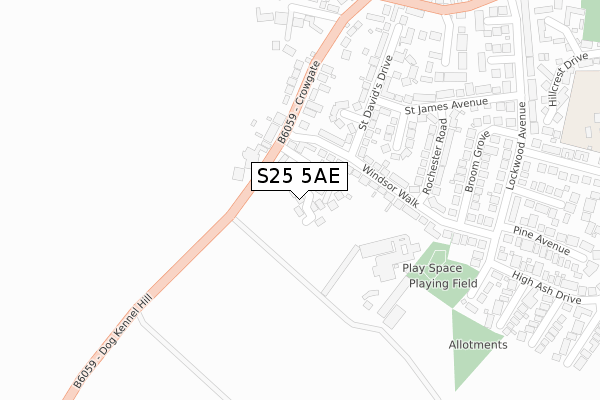 S25 5AE map - large scale - OS Open Zoomstack (Ordnance Survey)