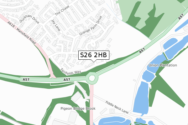 S26 2HB map - large scale - OS Open Zoomstack (Ordnance Survey)