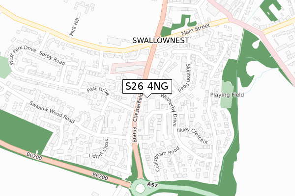 S26 4NG map - large scale - OS Open Zoomstack (Ordnance Survey)