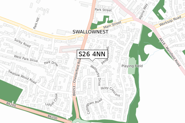 S26 4NN map - large scale - OS Open Zoomstack (Ordnance Survey)