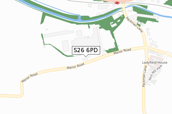 S26 6PD map - large scale - OS Open Zoomstack (Ordnance Survey)