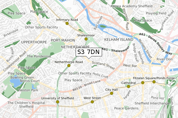 S3 7DN map - small scale - OS Open Zoomstack (Ordnance Survey) S3 7DN map - small scale - OS Open Zoomstack (Ordnance Survey)