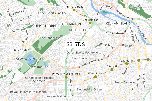 S3 7DS map - small scale - OS Open Zoomstack (Ordnance Survey) S3 7DS map - small scale - OS Open Zoomstack (Ordnance Survey)