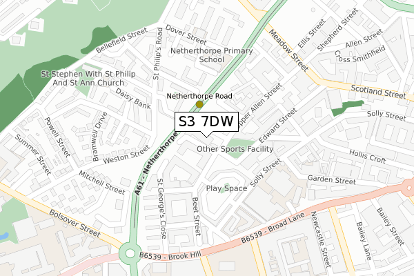 S3 7DW map - large scale - OS Open Zoomstack (Ordnance Survey) S3 7DW map - large scale - OS Open Zoomstack (Ordnance Survey)