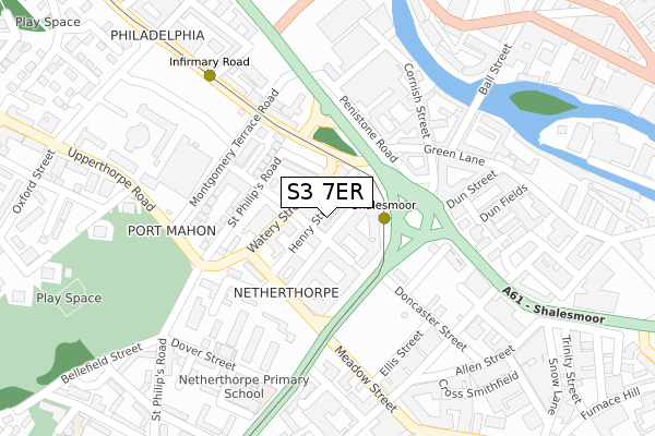 S3 7ER map - large scale - OS Open Zoomstack (Ordnance Survey)