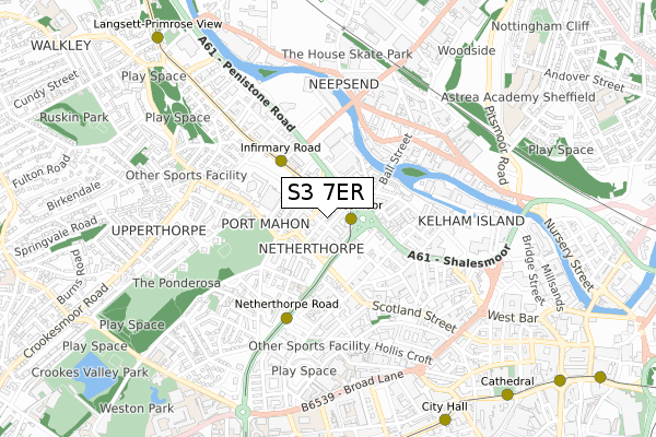 S3 7ER map - small scale - OS Open Zoomstack (Ordnance Survey)