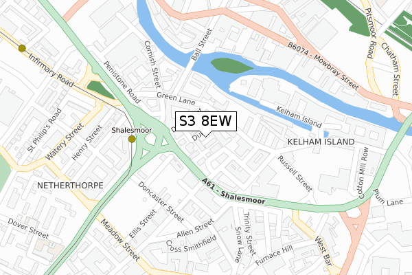 S3 8EW map - large scale - OS Open Zoomstack (Ordnance Survey)
