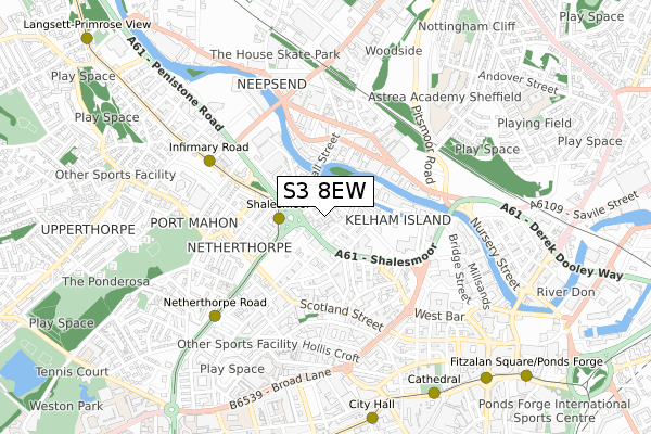 S3 8EW map - small scale - OS Open Zoomstack (Ordnance Survey)