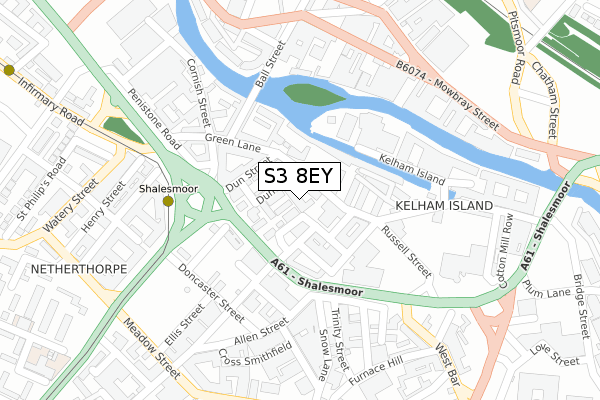 S3 8EY map - large scale - OS Open Zoomstack (Ordnance Survey)
