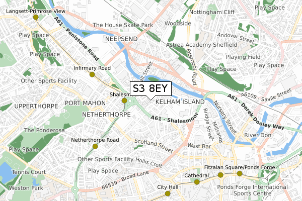 S3 8EY map - small scale - OS Open Zoomstack (Ordnance Survey)