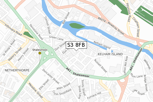 S3 8FB map - large scale - OS Open Zoomstack (Ordnance Survey)