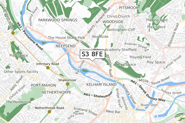 S3 8FE map - small scale - OS Open Zoomstack (Ordnance Survey) S3 8FE map - small scale - OS Open Zoomstack (Ordnance Survey)