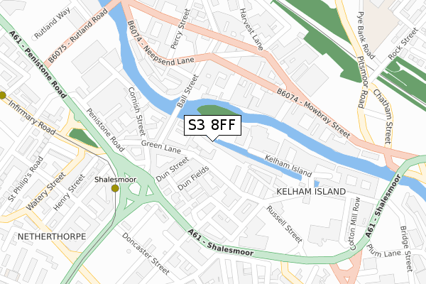 S3 8FF map - large scale - OS Open Zoomstack (Ordnance Survey)