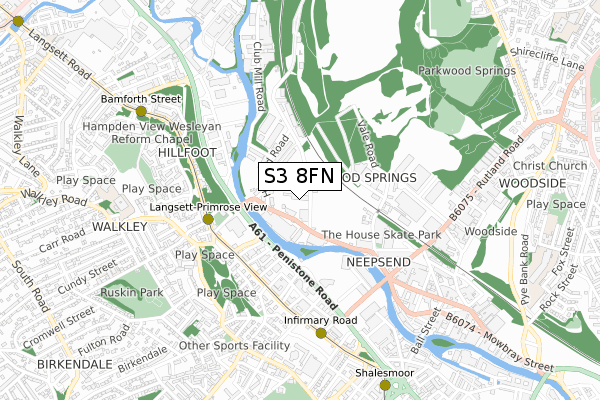 S3 8FN map - small scale - OS Open Zoomstack (Ordnance Survey)