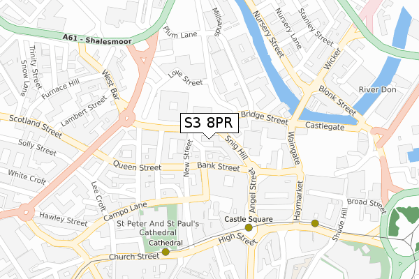 S3 8PR map - large scale - OS Open Zoomstack (Ordnance Survey)