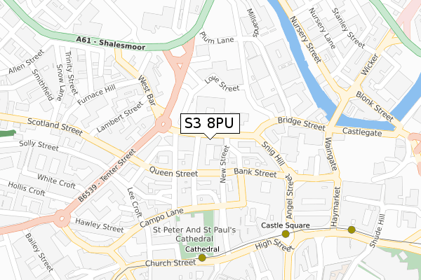 S3 8PU map - large scale - OS Open Zoomstack (Ordnance Survey)