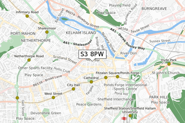 S3 8PW map - small scale - OS Open Zoomstack (Ordnance Survey) S3 8PW map - small scale - OS Open Zoomstack (Ordnance Survey)