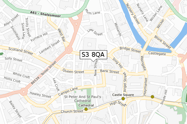 S3 8QA map - large scale - OS Open Zoomstack (Ordnance Survey)